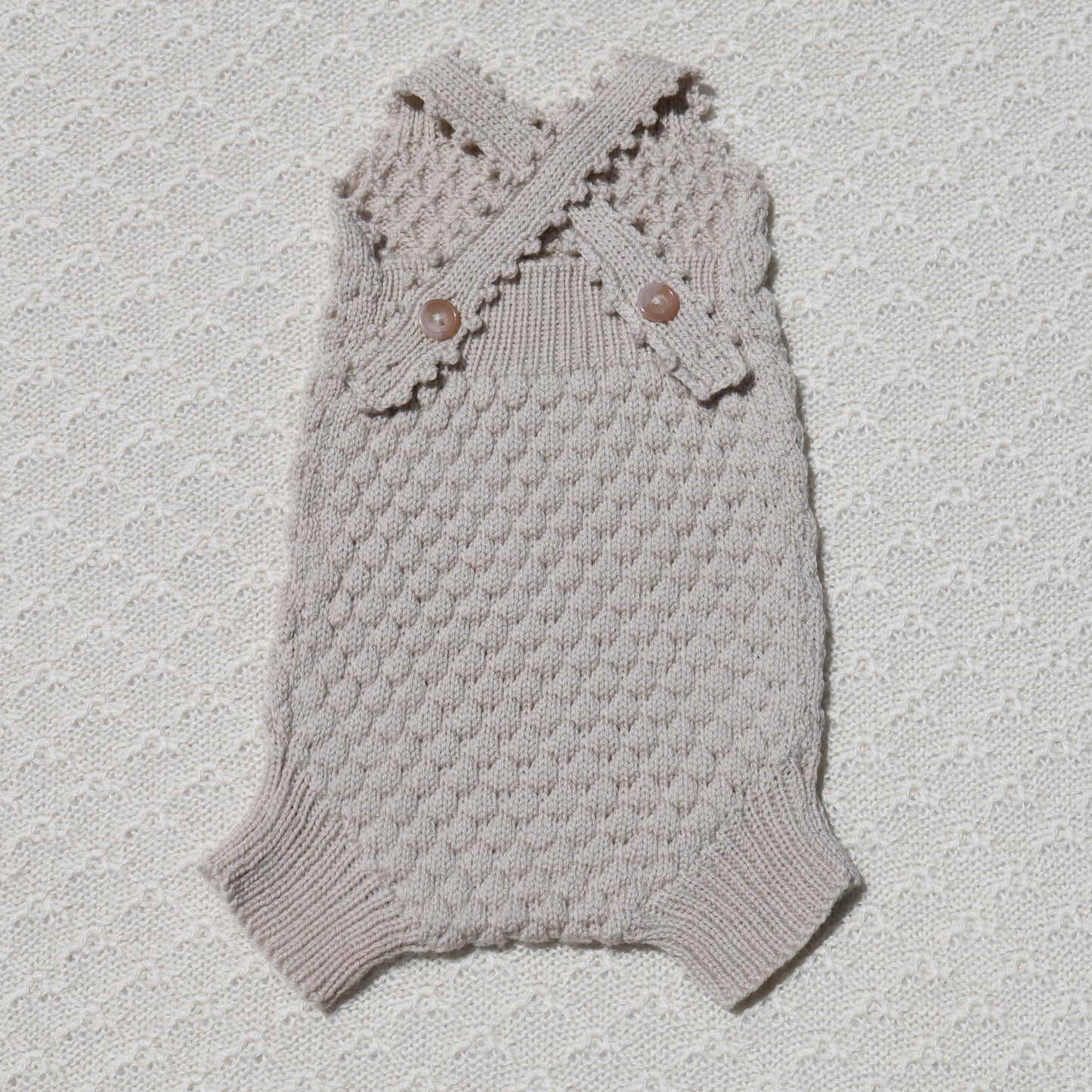 Freddie Merino Newborn Baby Romper with crochet straps