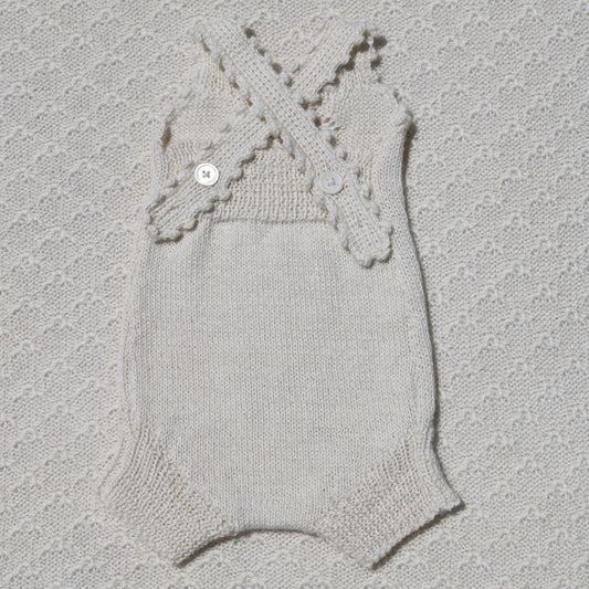 Audrey ivory alpaca newborn bloomers with crochet straps back