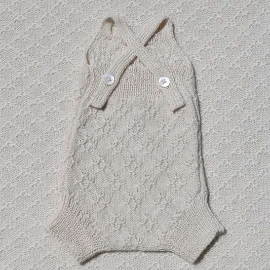 Ava ivory alpaca romper with plain straps back