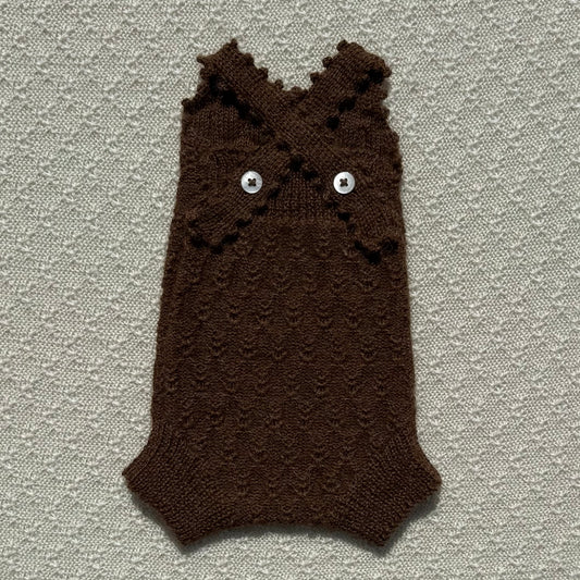 Nellie alpaca romper crochet strap chocolate back
