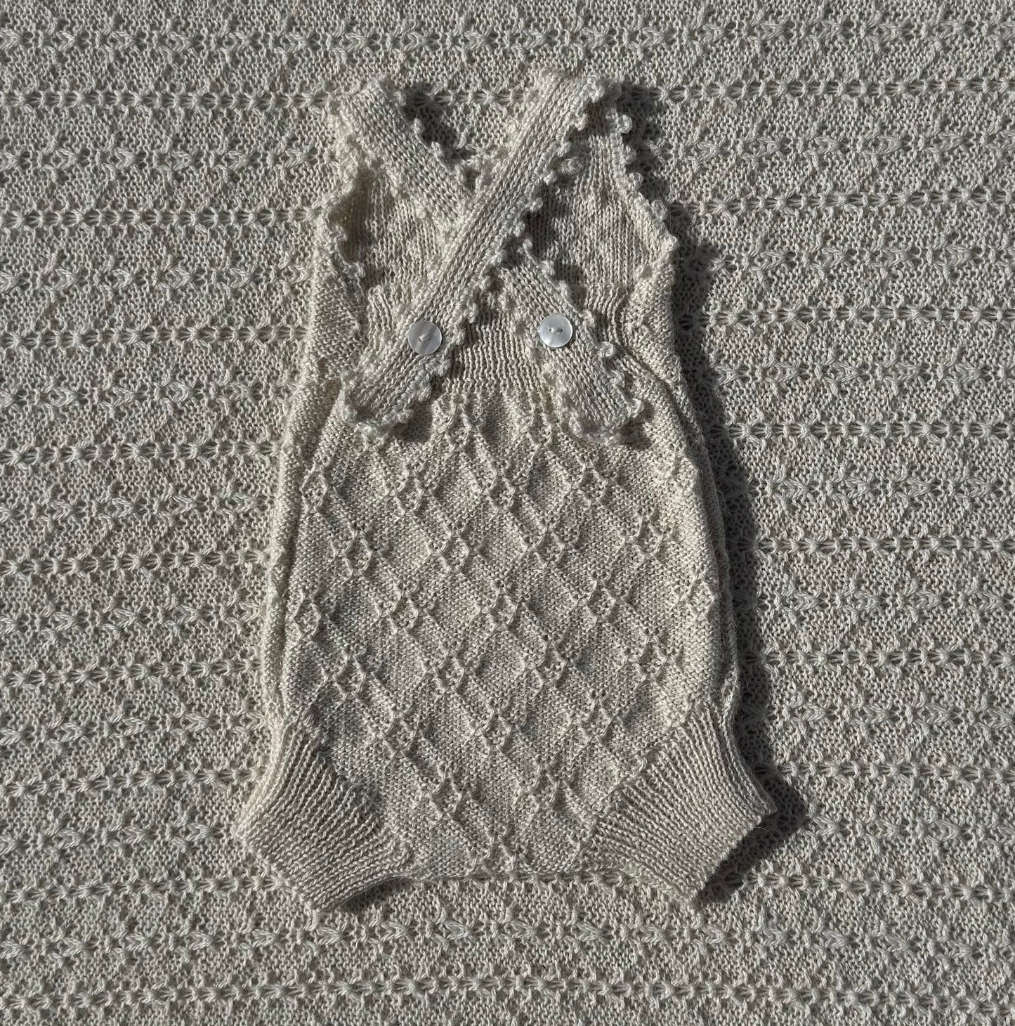 Ava Newborn Baby Romper with crochet straps