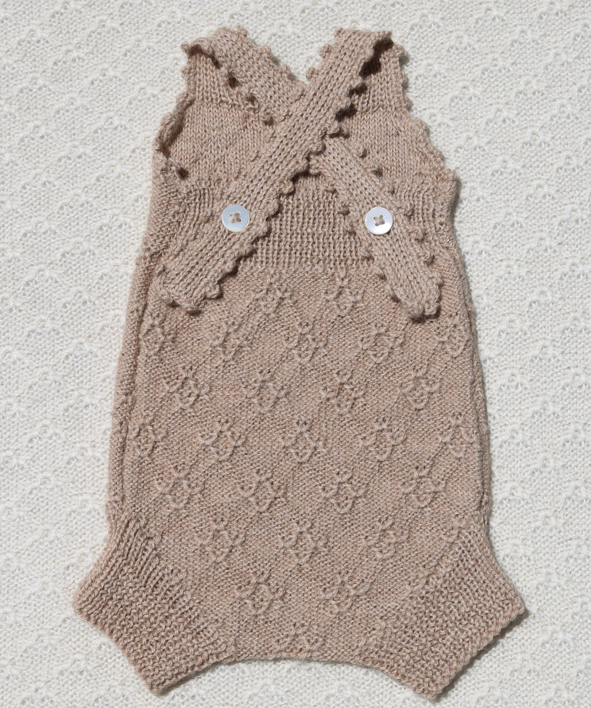 Tan Ava Newborn Baby Romper - Warm & Cosy KnitsAlpaca newborn romper