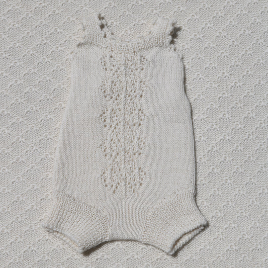 Audrey ivory alpaca newborn bloomers with crochet straps front