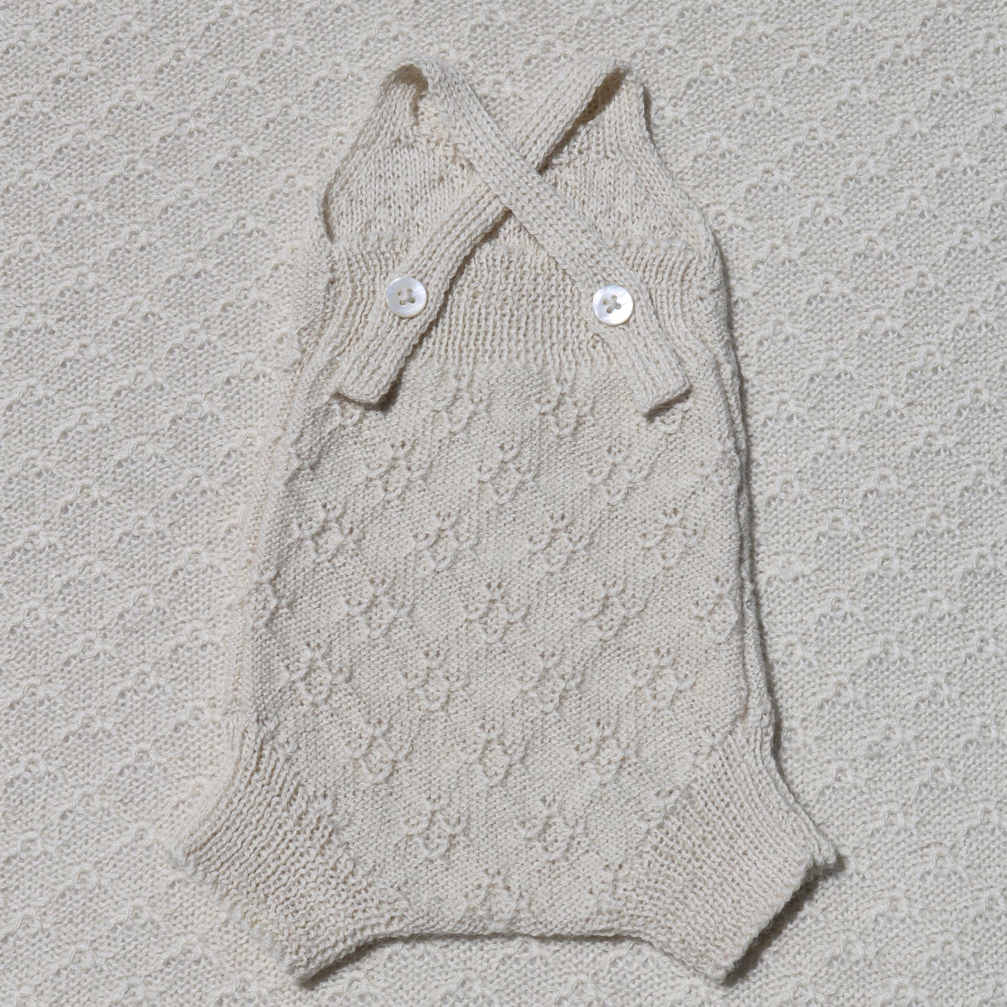 Ava ivory alpaca romper with plain straps back