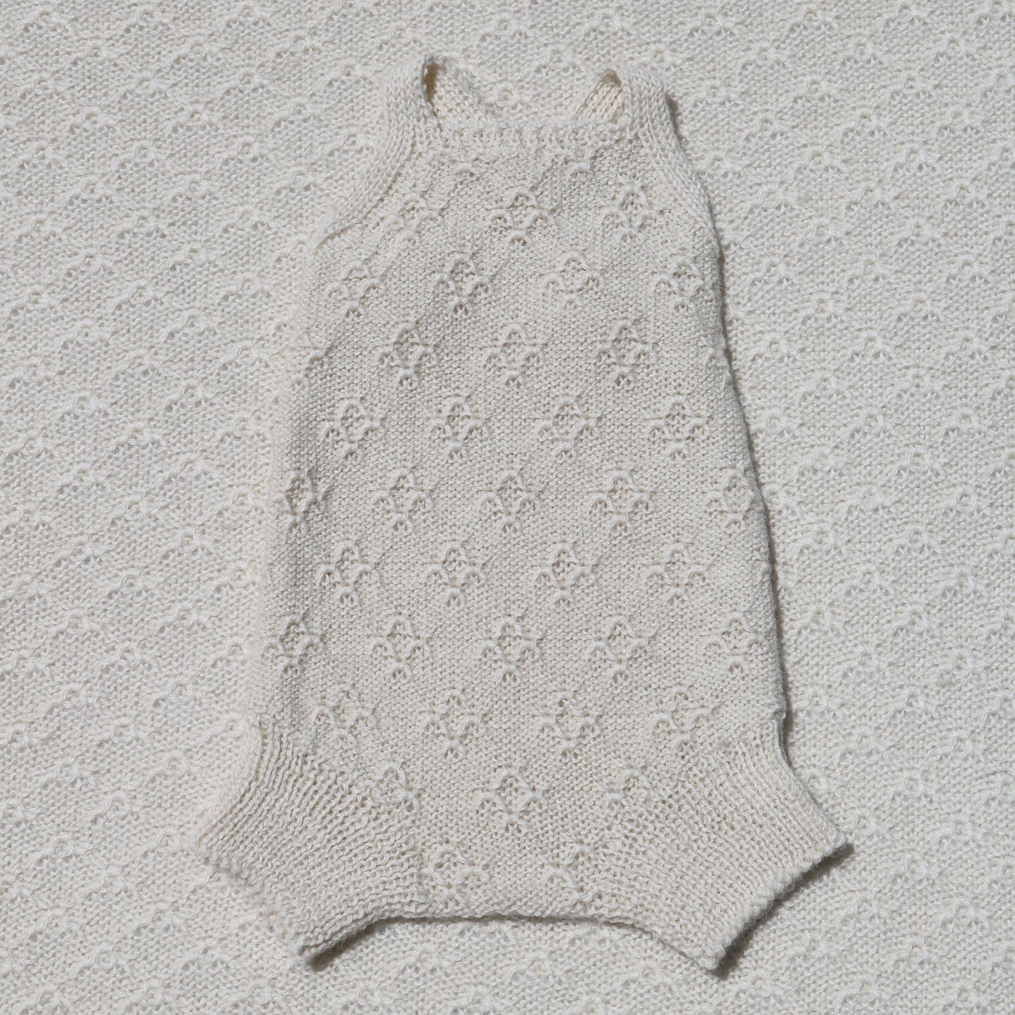 Ava ivory alpaca romper with plain straps front