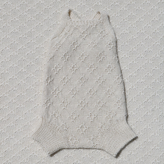 Ava ivory alpaca romper with plain straps front