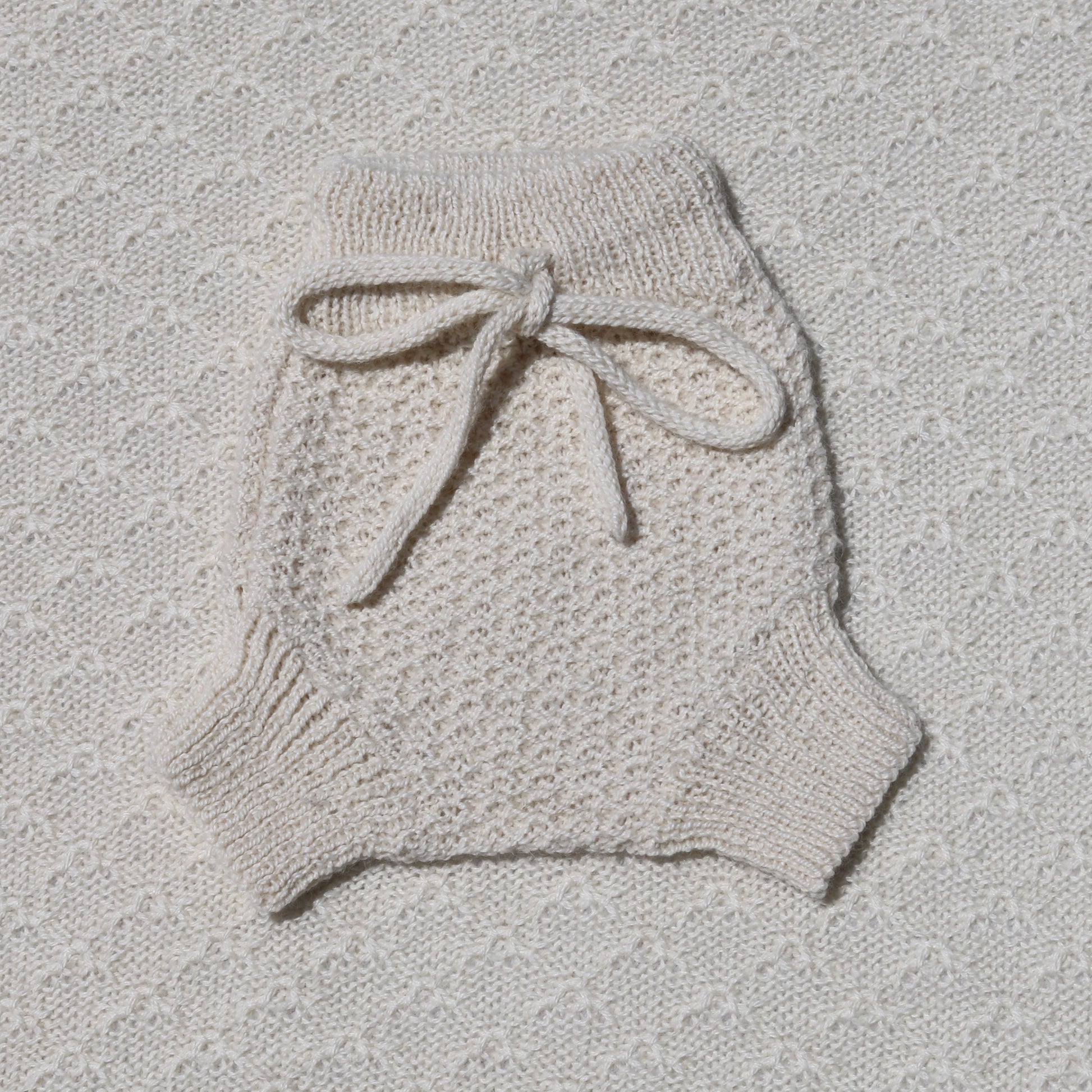 Eddie ivory alpaca newborn bloomers with tie