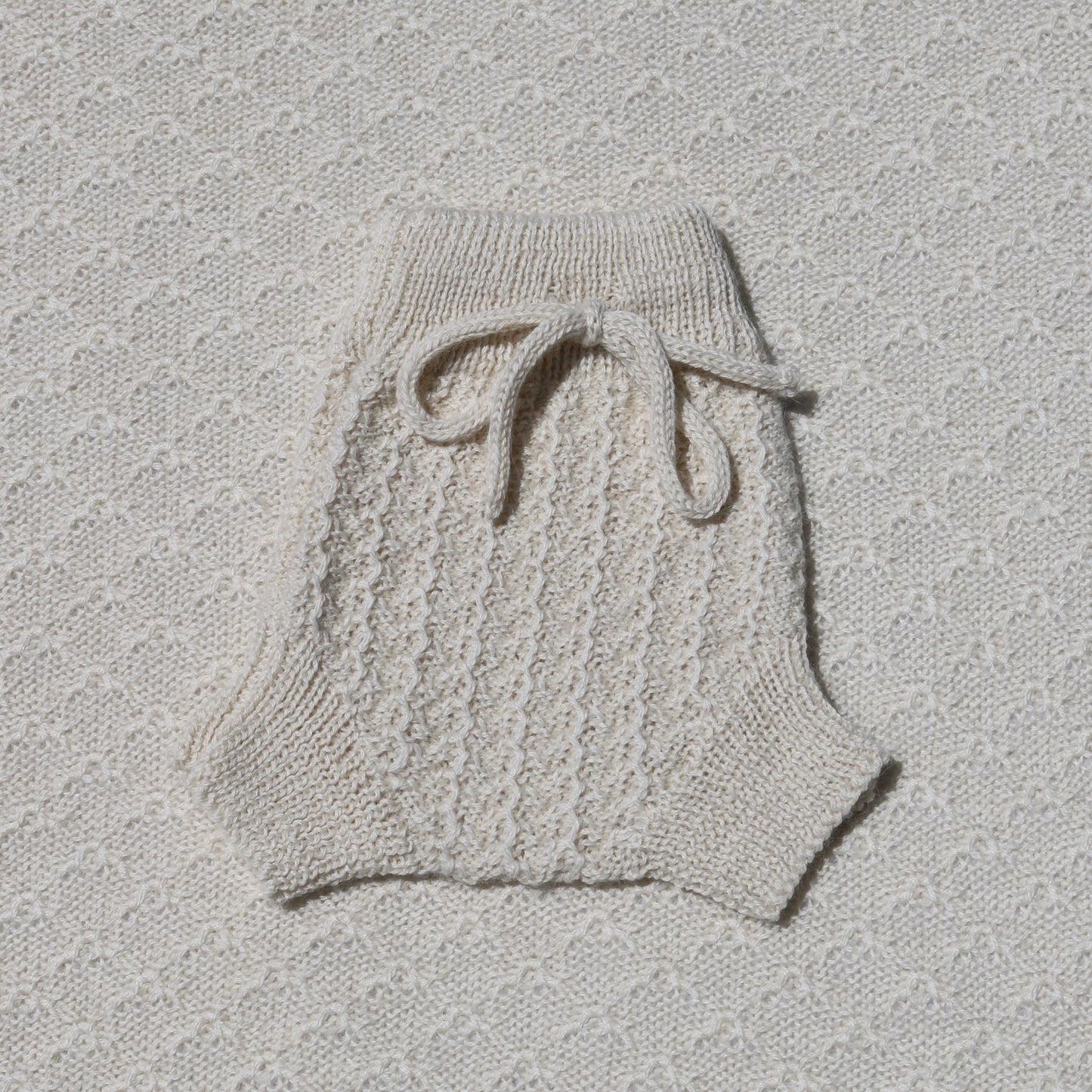 Ezra ivory alpaca newborn bloomers with tie