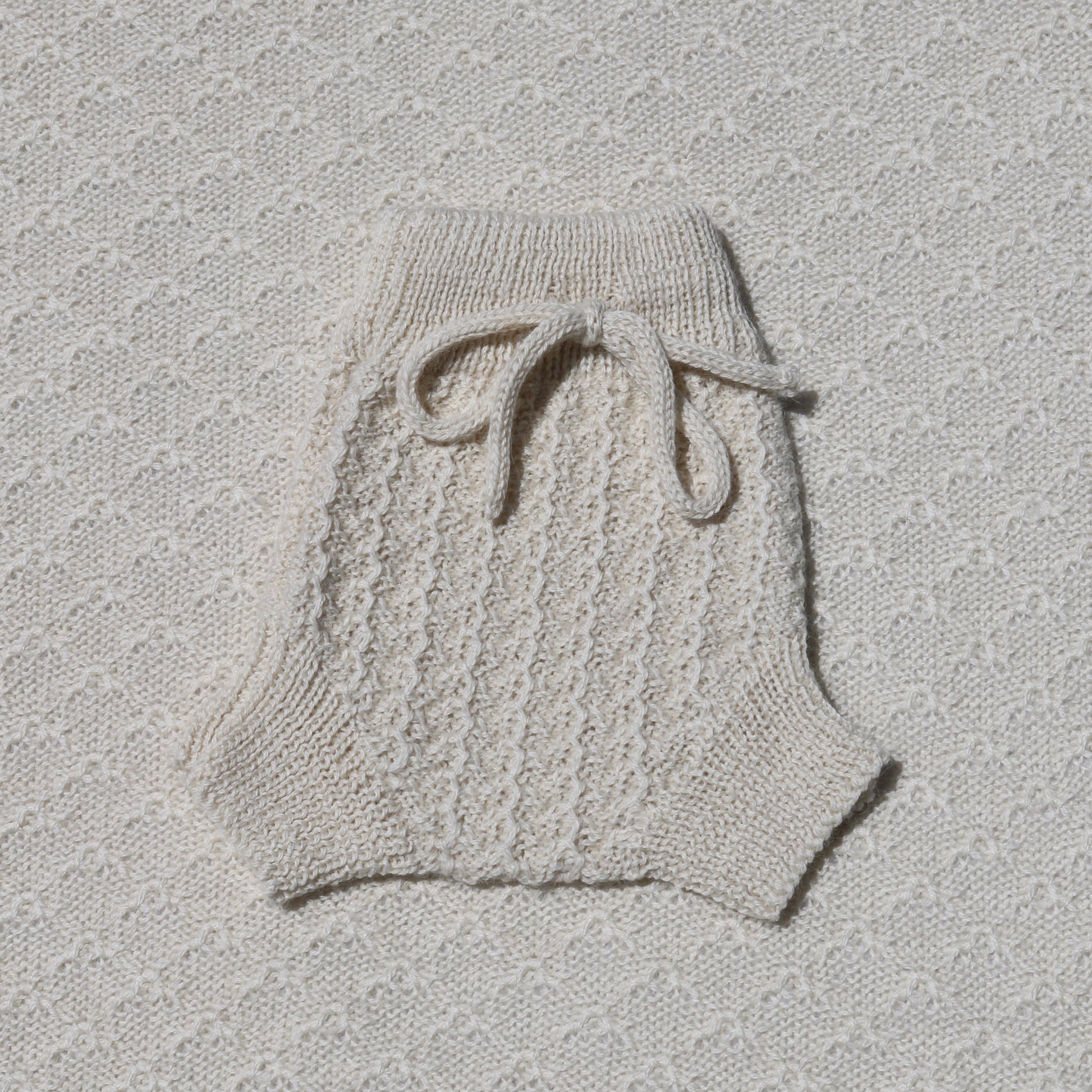 Ezra ivory alpaca newborn bloomers with tie