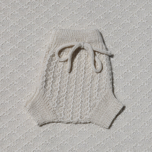 Ezra ivory alpaca newborn bloomers with tie