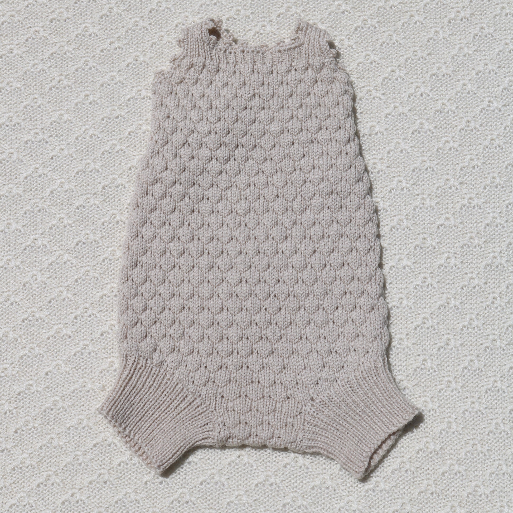 Freddie Merino Newborn Baby Romper with crochet straps Front