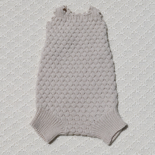 Freddie Merino Newborn Baby Romper with crochet straps Front