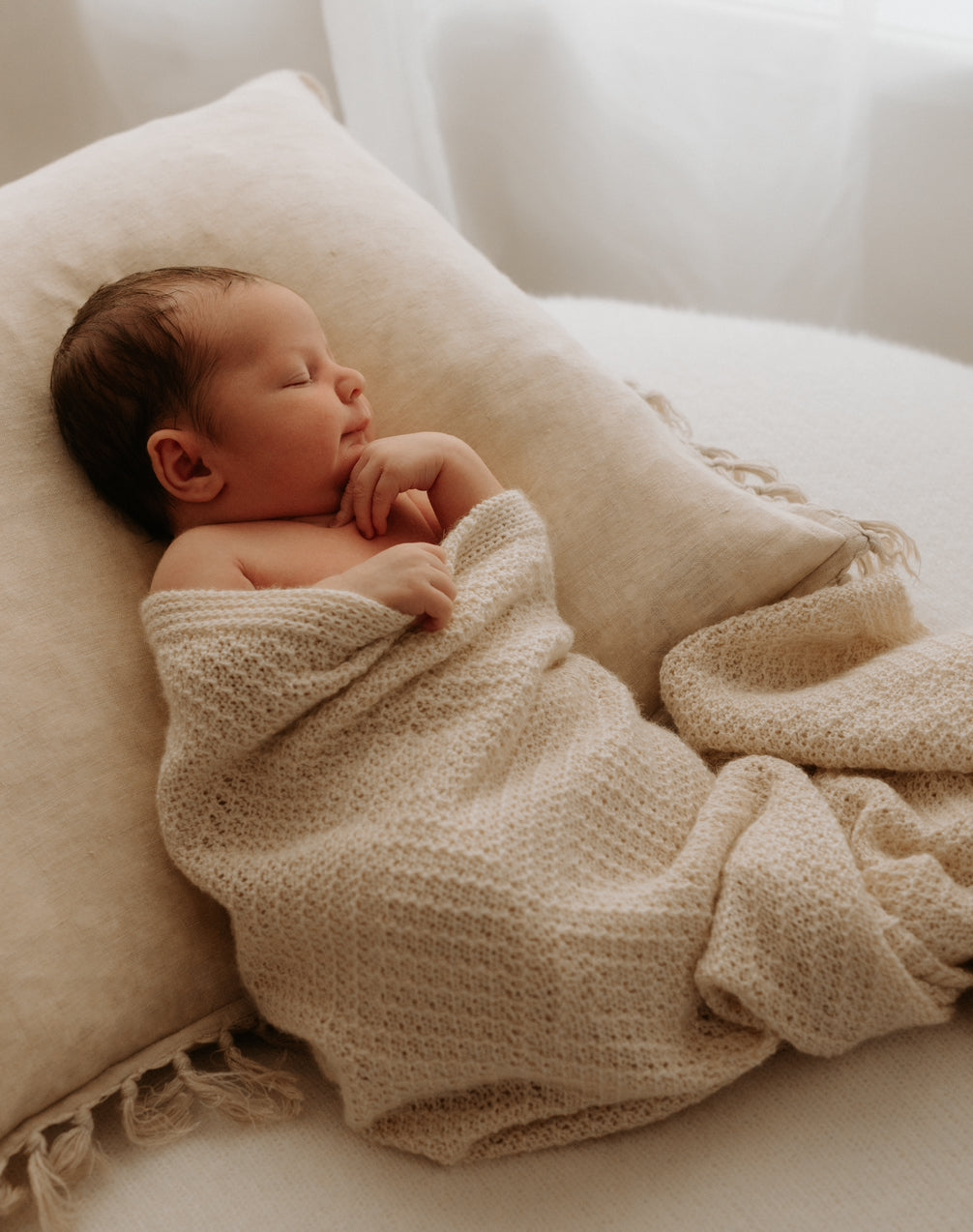 Willow baby blanket made from soft alpaca yarn