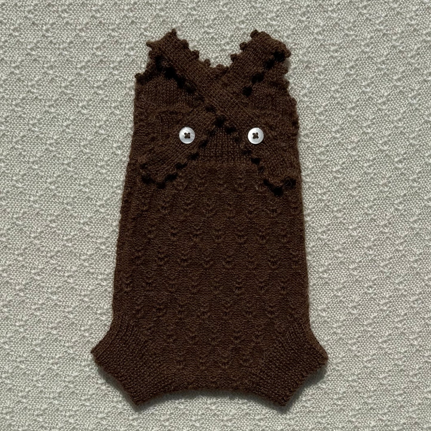 Nellie alpaca romper crochet strap chocolate back