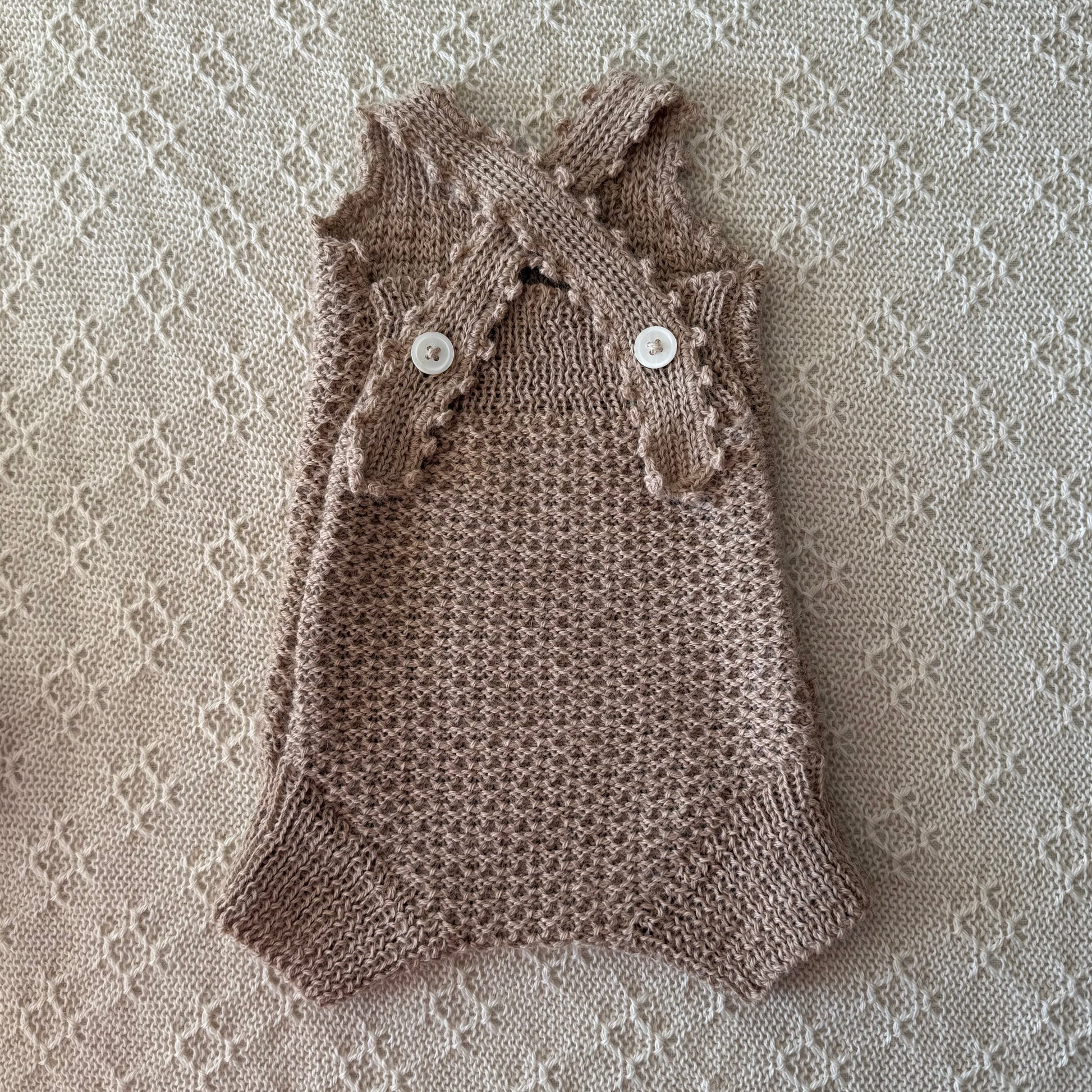 Eddie tan baby alpaca newborn romper front