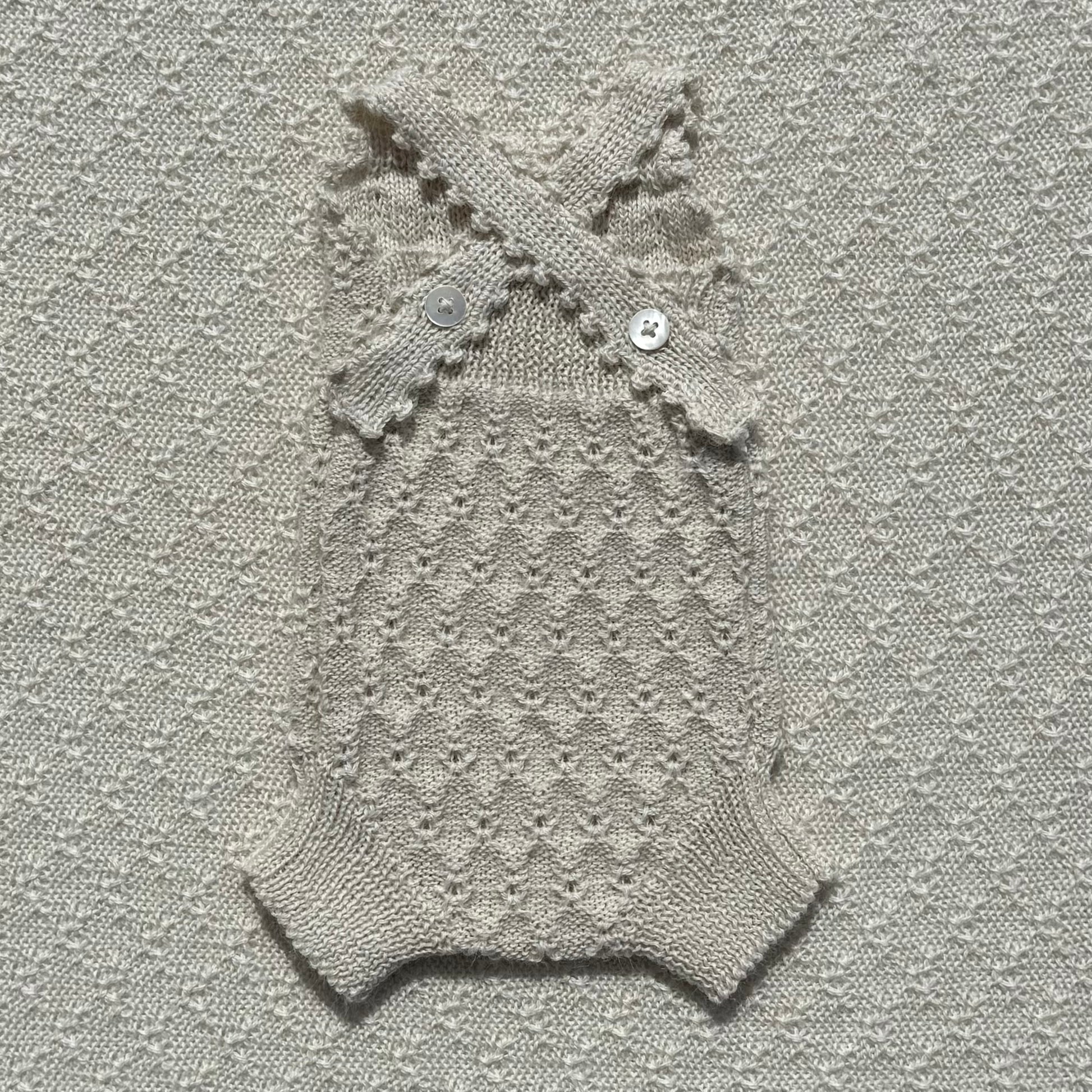 Nellie alpaca romper crochet straps back