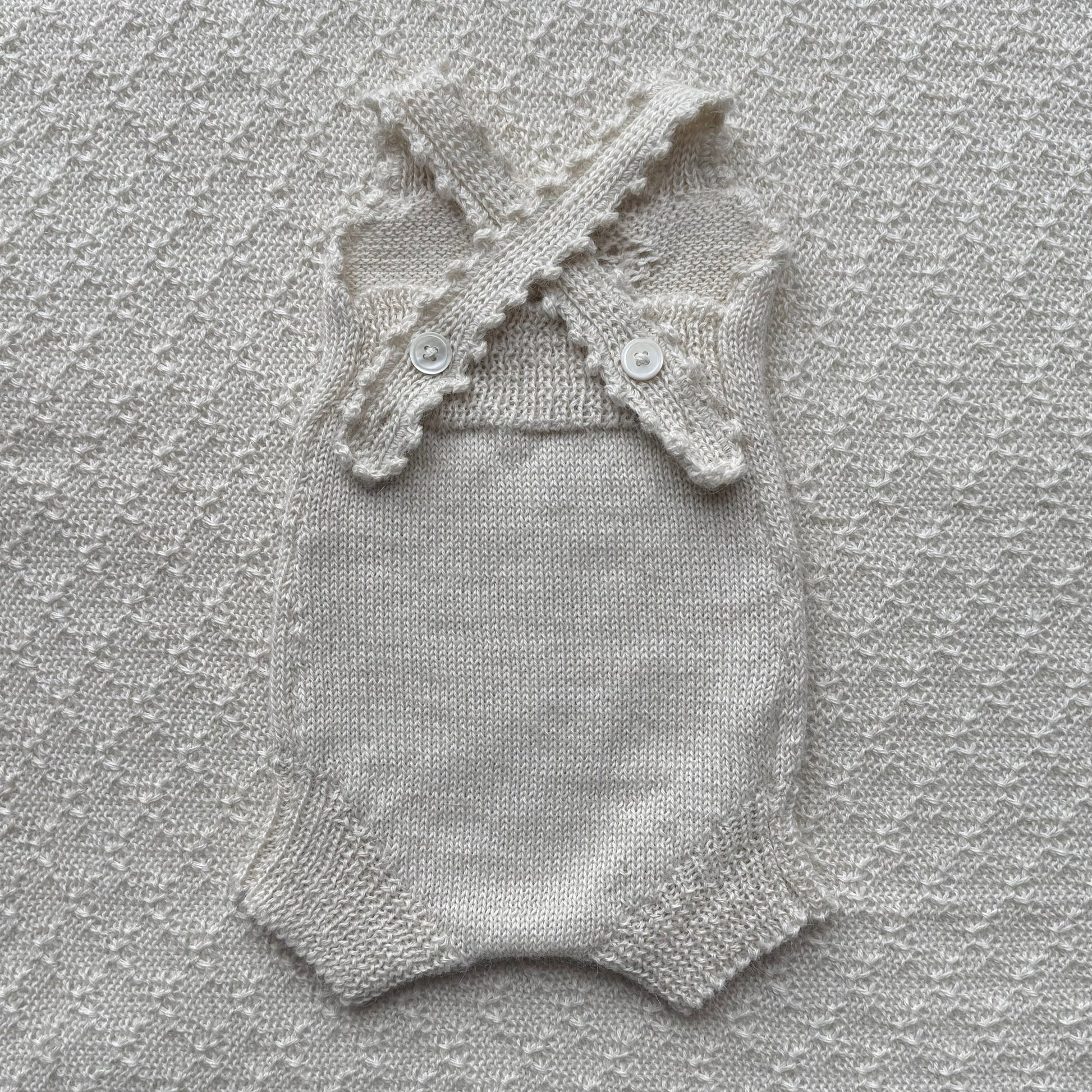  baby alpaca ivy romper with crochet straps back