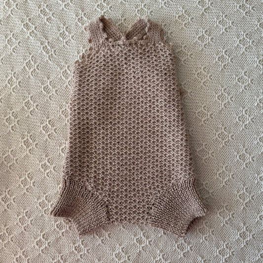 Eddie tan baby alpaca newborn romper front
