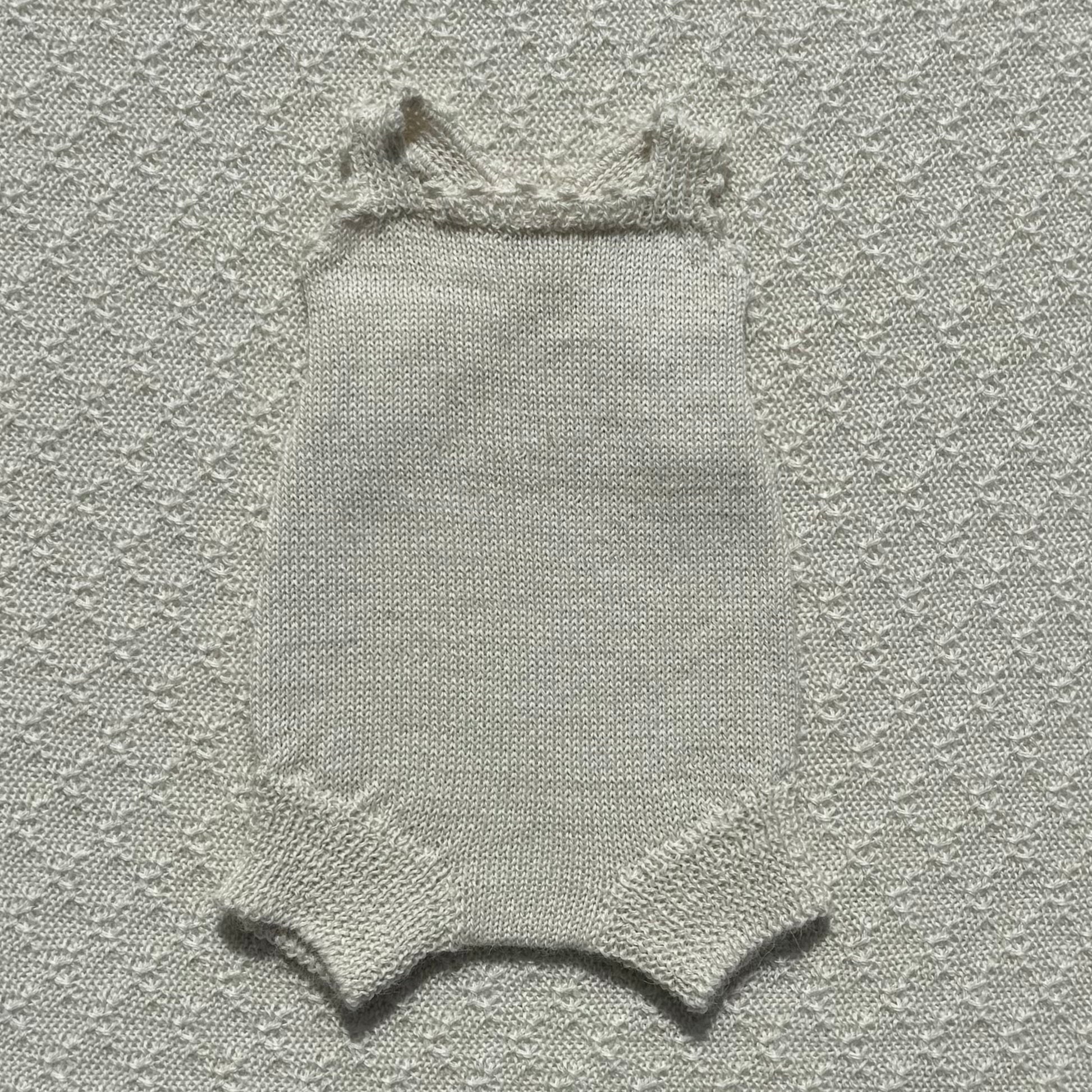 Poppy alpaca romper crochet strap front