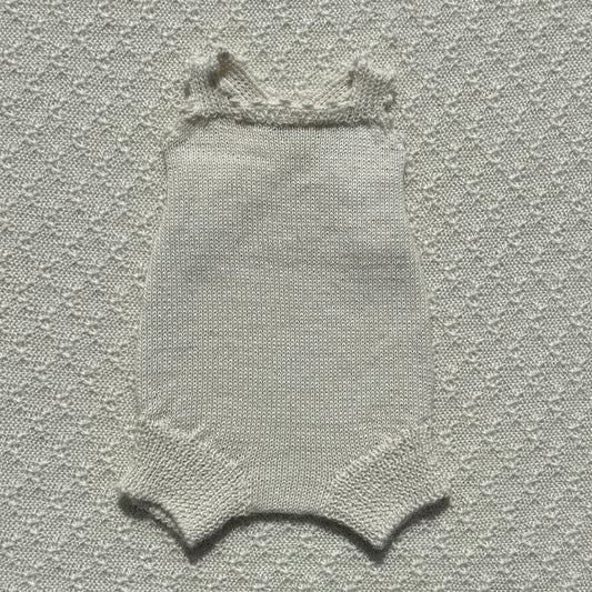 Poppy alpaca romper crochet strap front