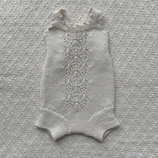 baby alpaca ivy romper with crochet straps front