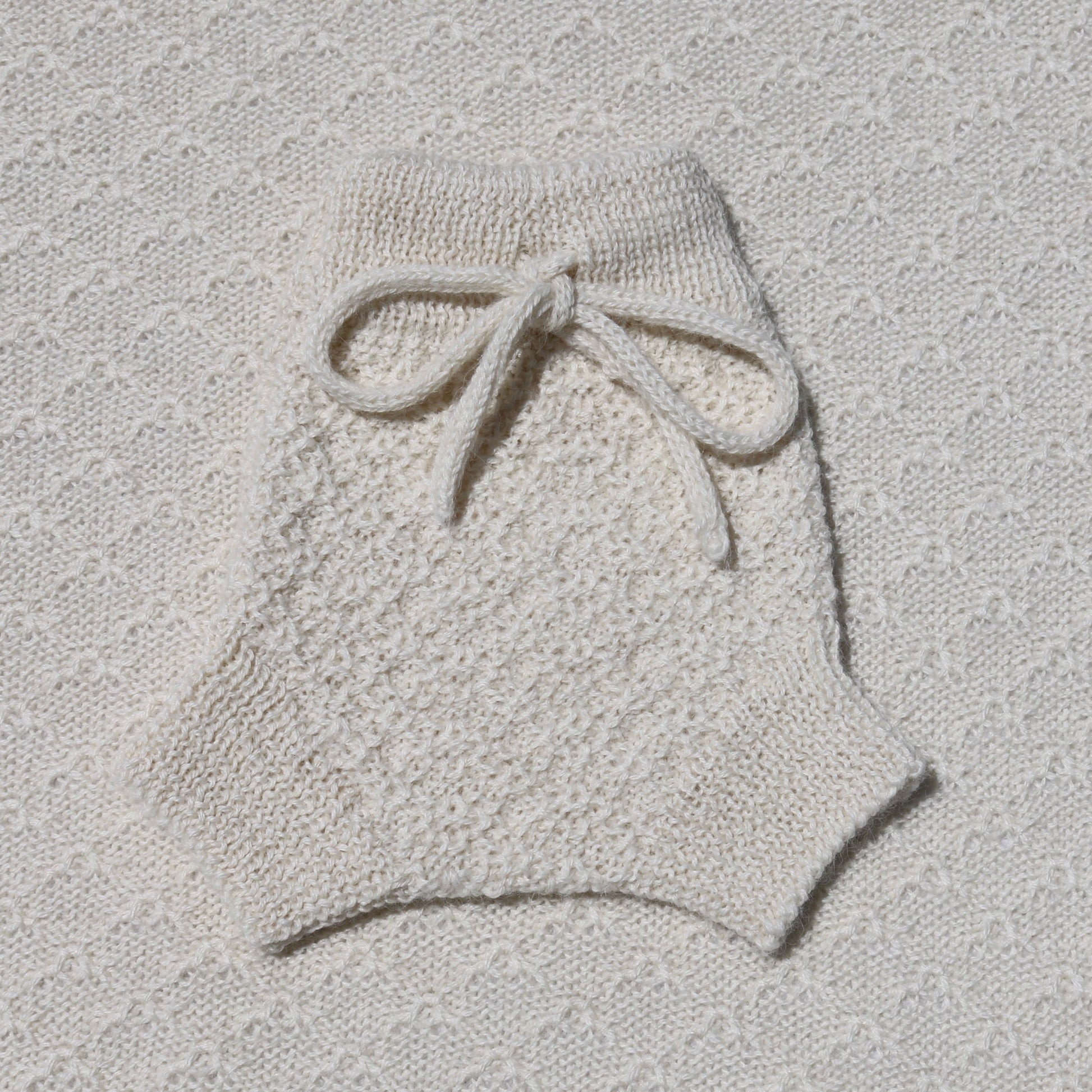 Hannah ivory alpaca newborn bloomers with tie