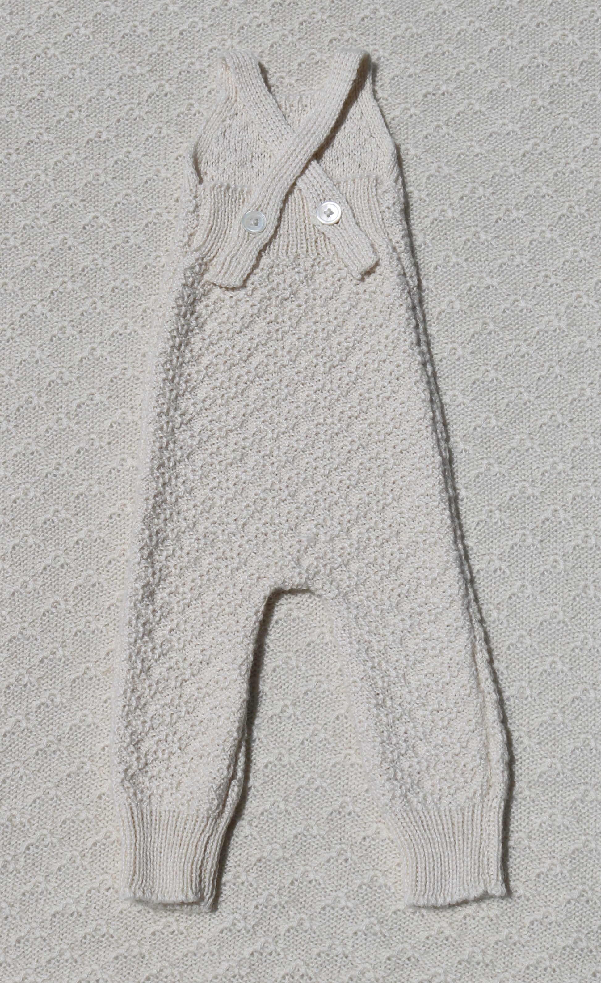 Hannah ivory alpaca newborn overalls back