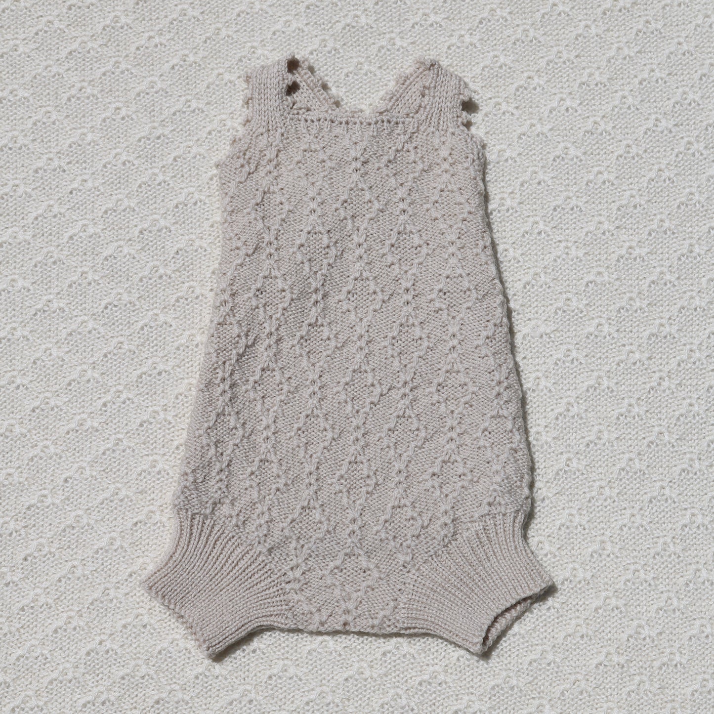 Kate Merino Newborn Baby Romper with crochet straps