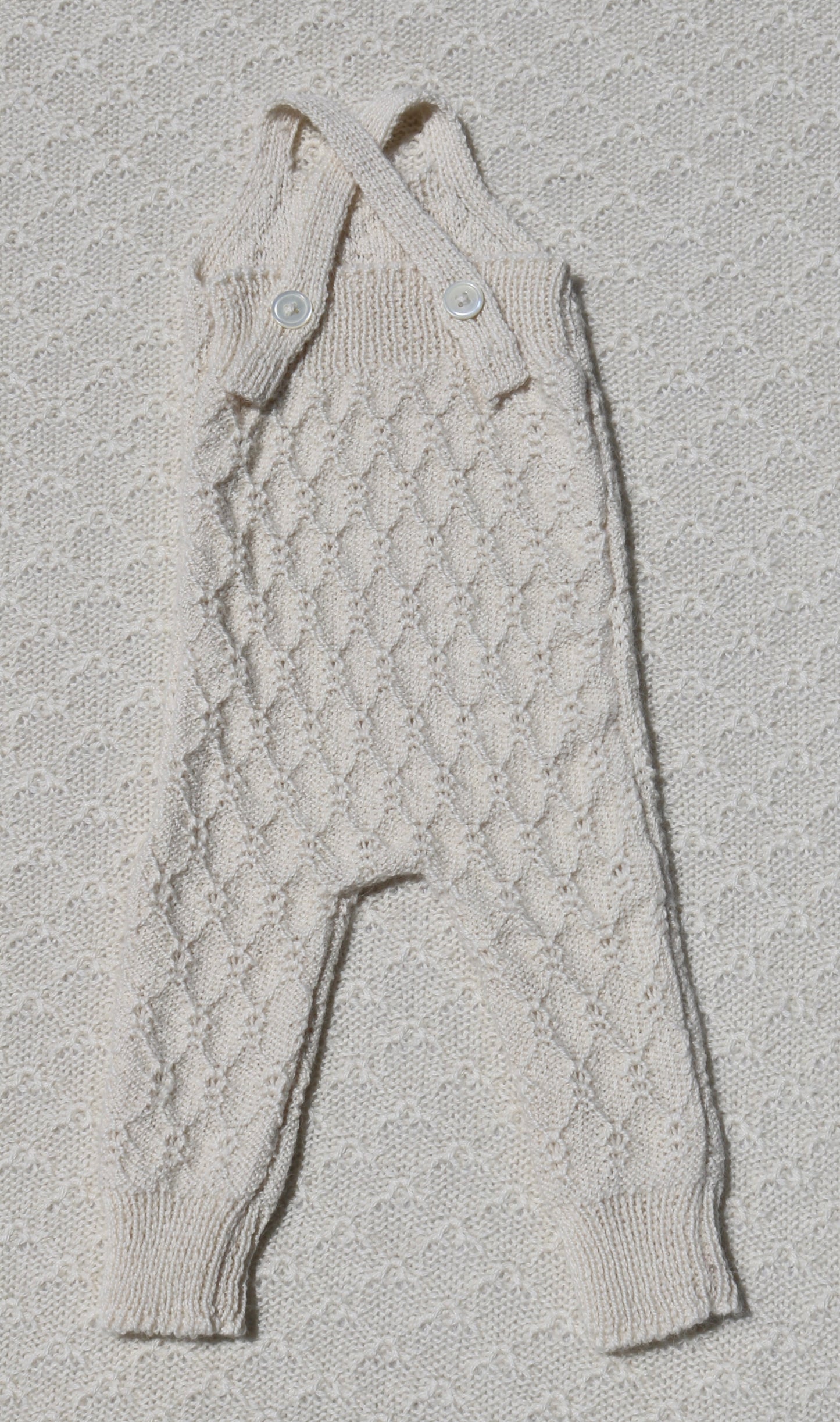 Nellie ivory alpaca newborn overalls Back