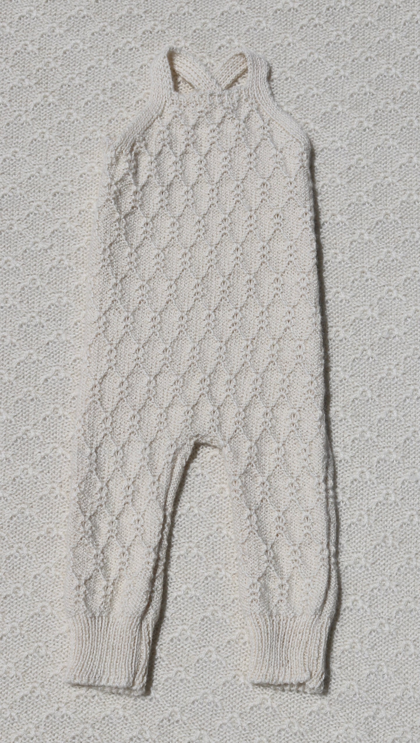 Nellie ivory alpaca newborn overalls front