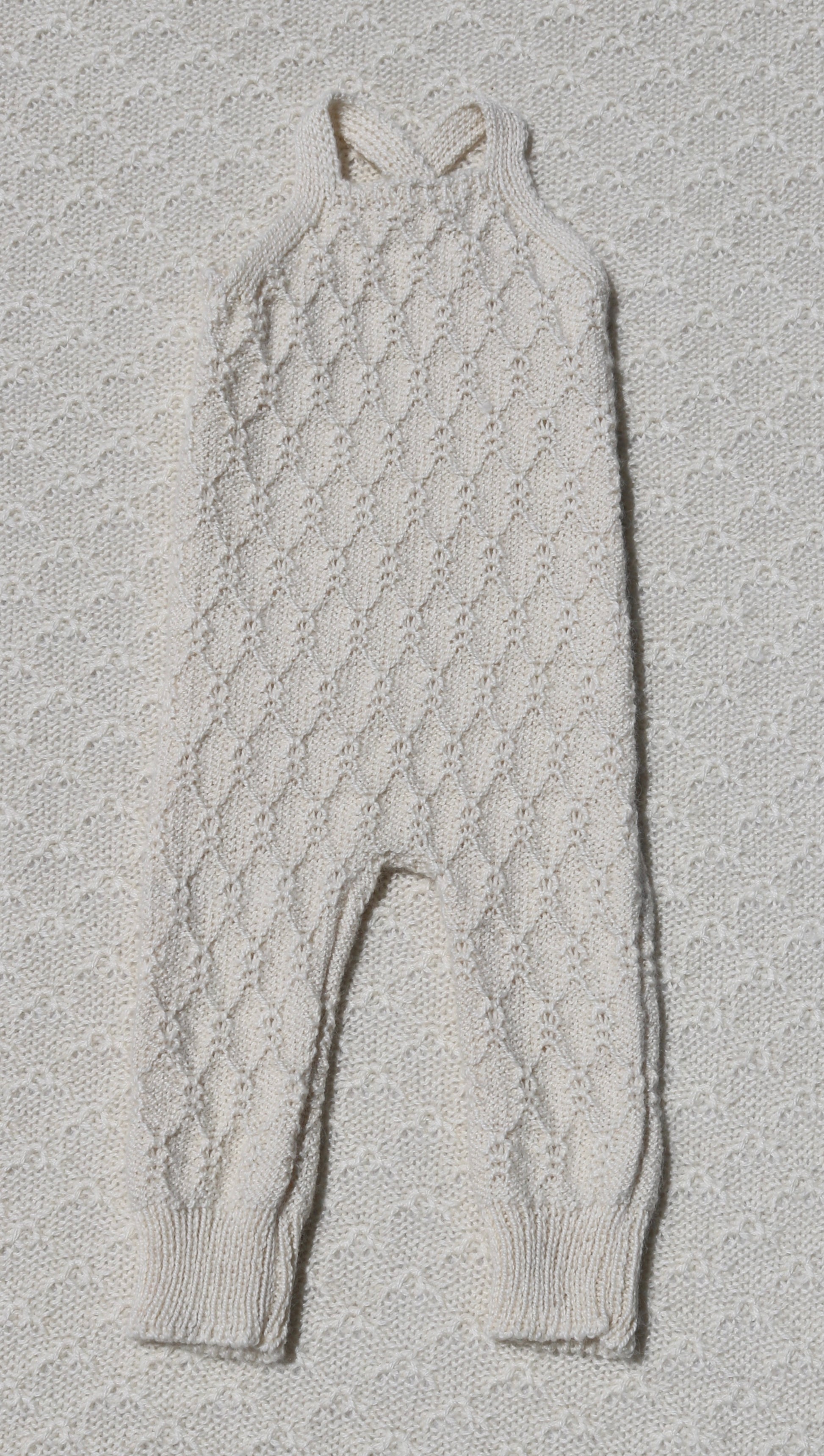 Nellie ivory alpaca newborn overalls front