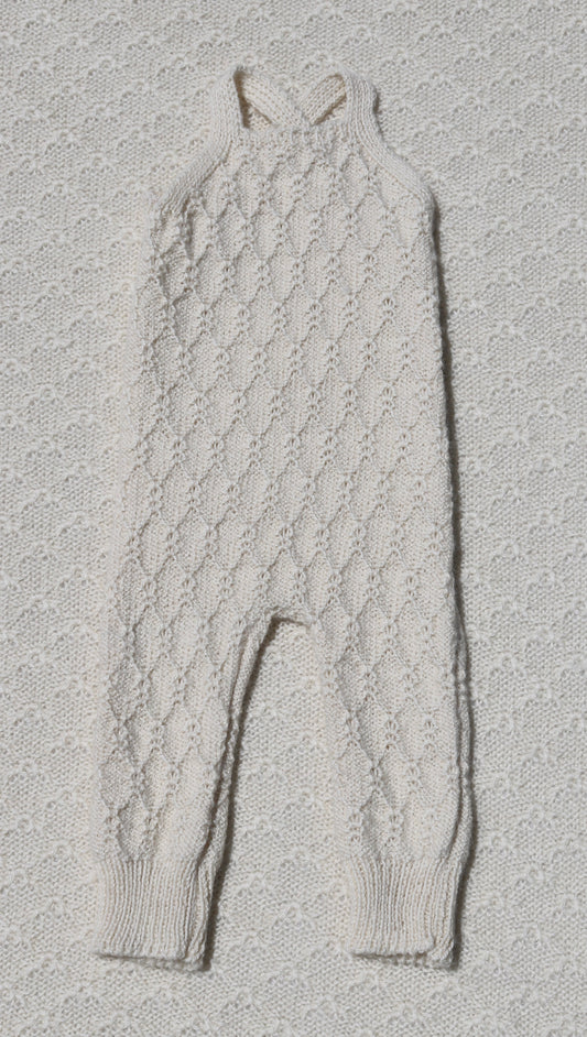 Nellie ivory alpaca newborn overalls front