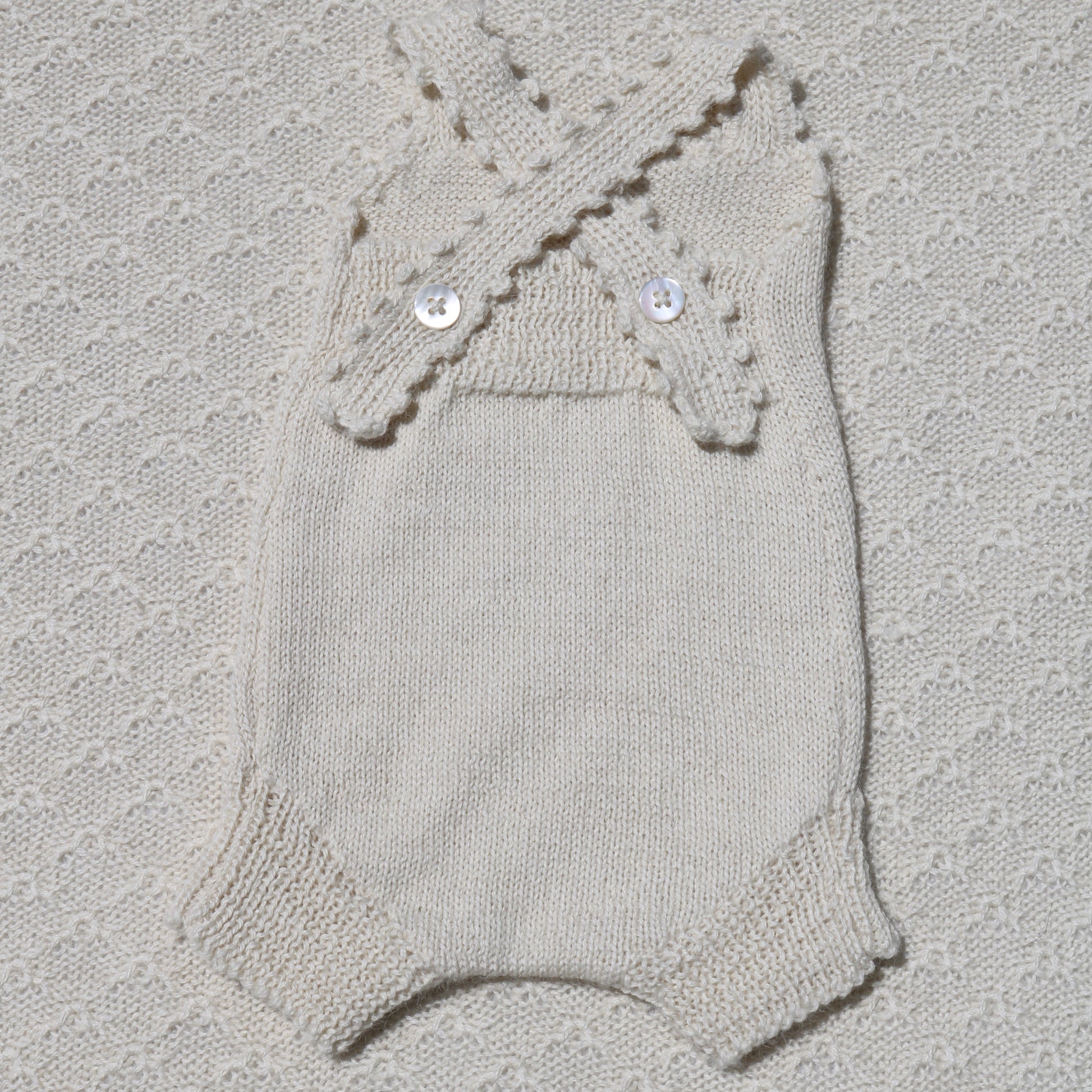 Poppy ivory alpaca newborn romper back