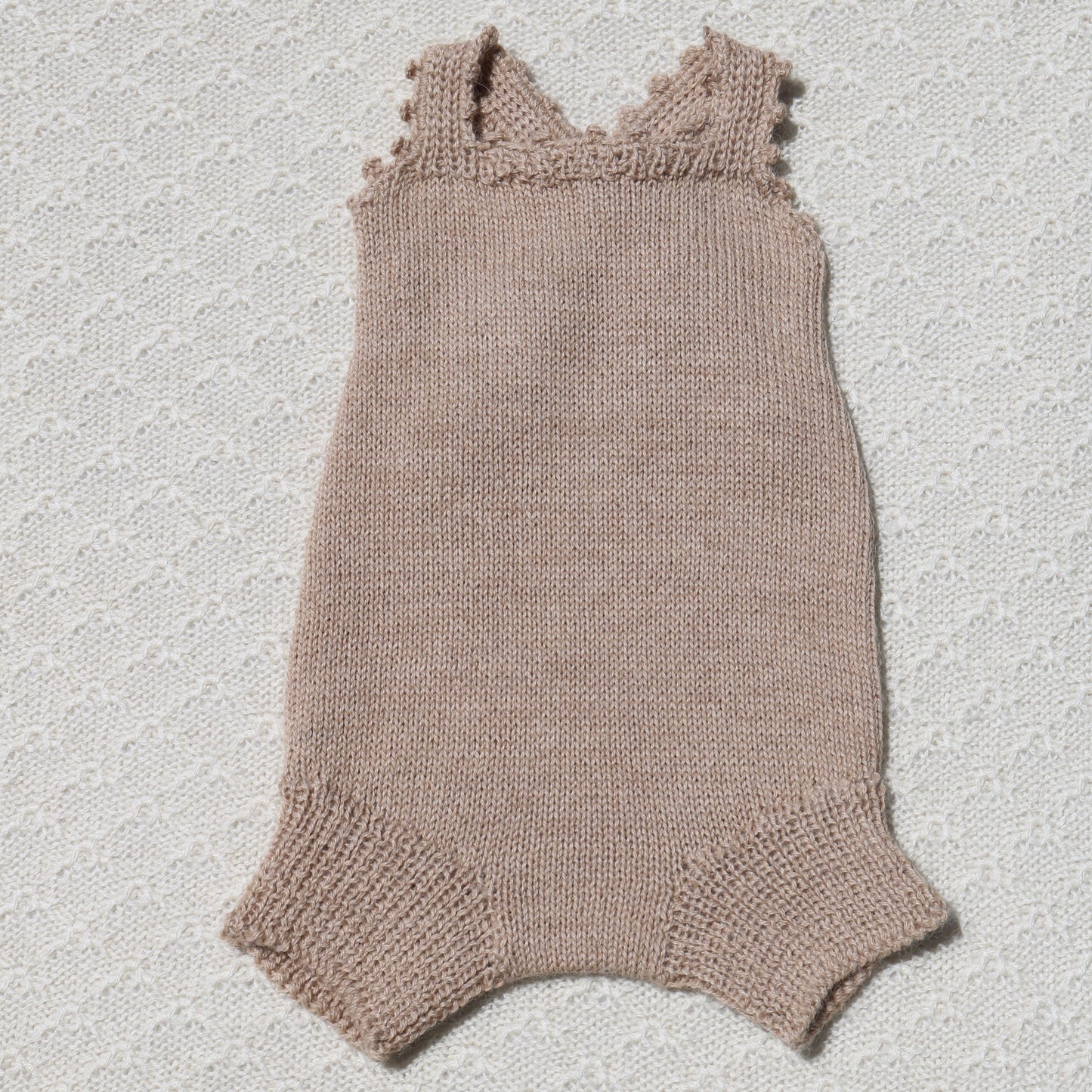 Poppy tan alpaca newborn romper front
