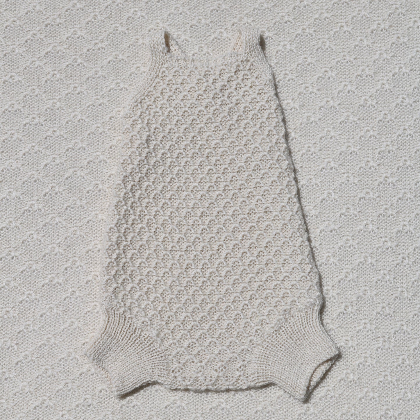 Quinn ivory Newborn alpaca baby Romper with plain straps Front