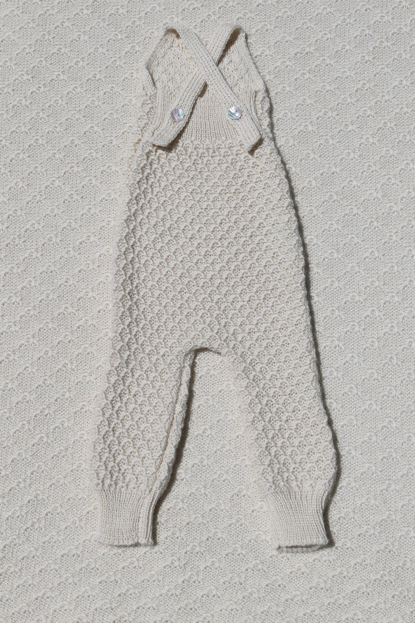 Quinn ivory alpaca newborn overalls back