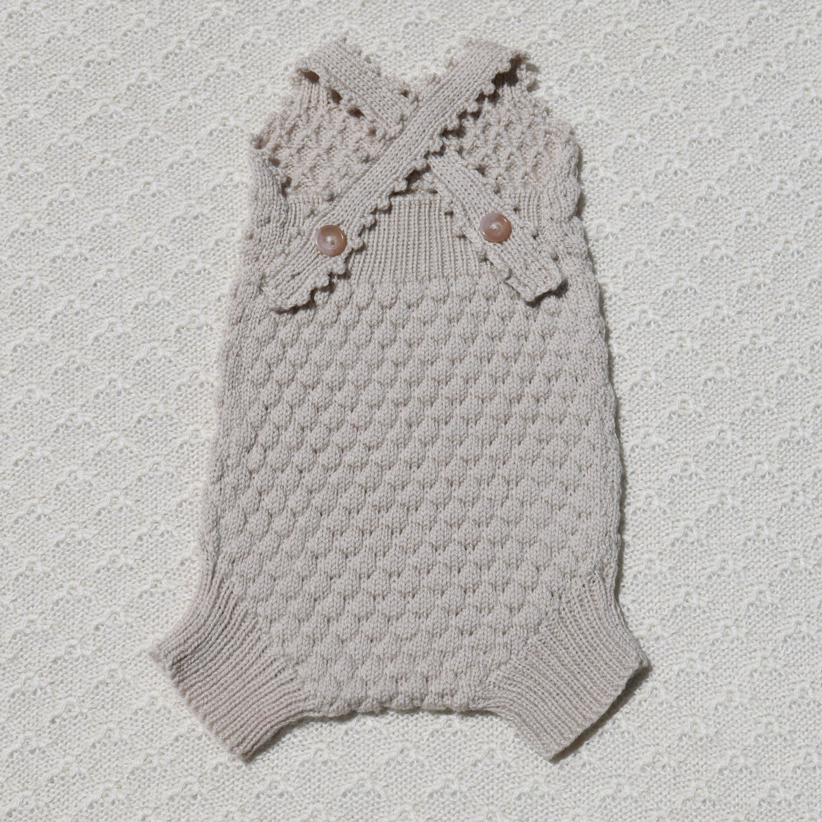 Freddie Merino Newborn Baby Romper with crochet straps - Warm & Cosy KnitsAlpaca newborn romper