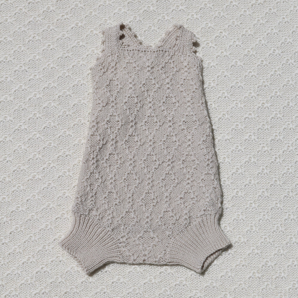 Kate Merino Newborn Baby Romper with crochet straps - Warm & Cosy KnitsAlpaca newborn romper
