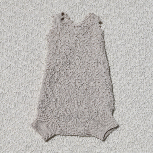 Kate Merino Newborn Baby Romper with crochet straps - Warm & Cosy KnitsAlpaca newborn romper