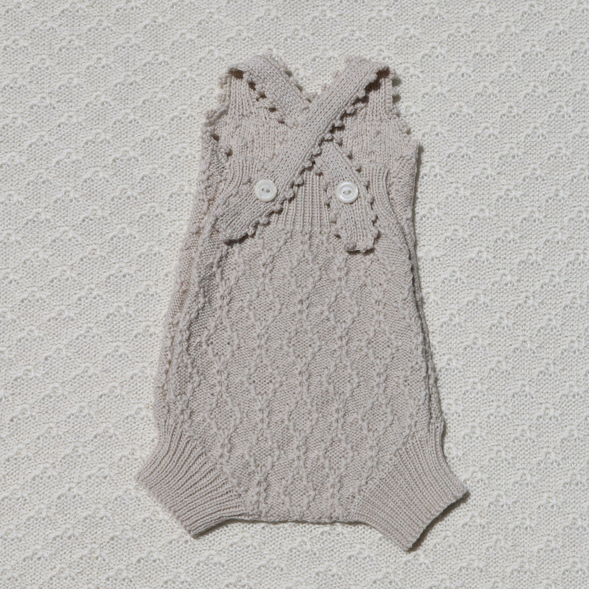 Kate Merino Newborn Baby Romper with crochet straps - Warm & Cosy KnitsAlpaca newborn romper